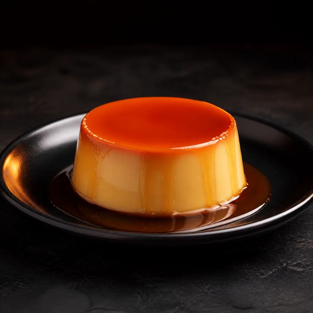 Pudim individual com calda de caramelo